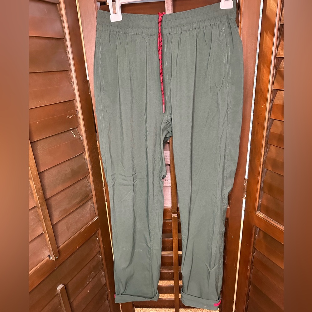Topo Designs Olive Boulder Joggers with Red Accent